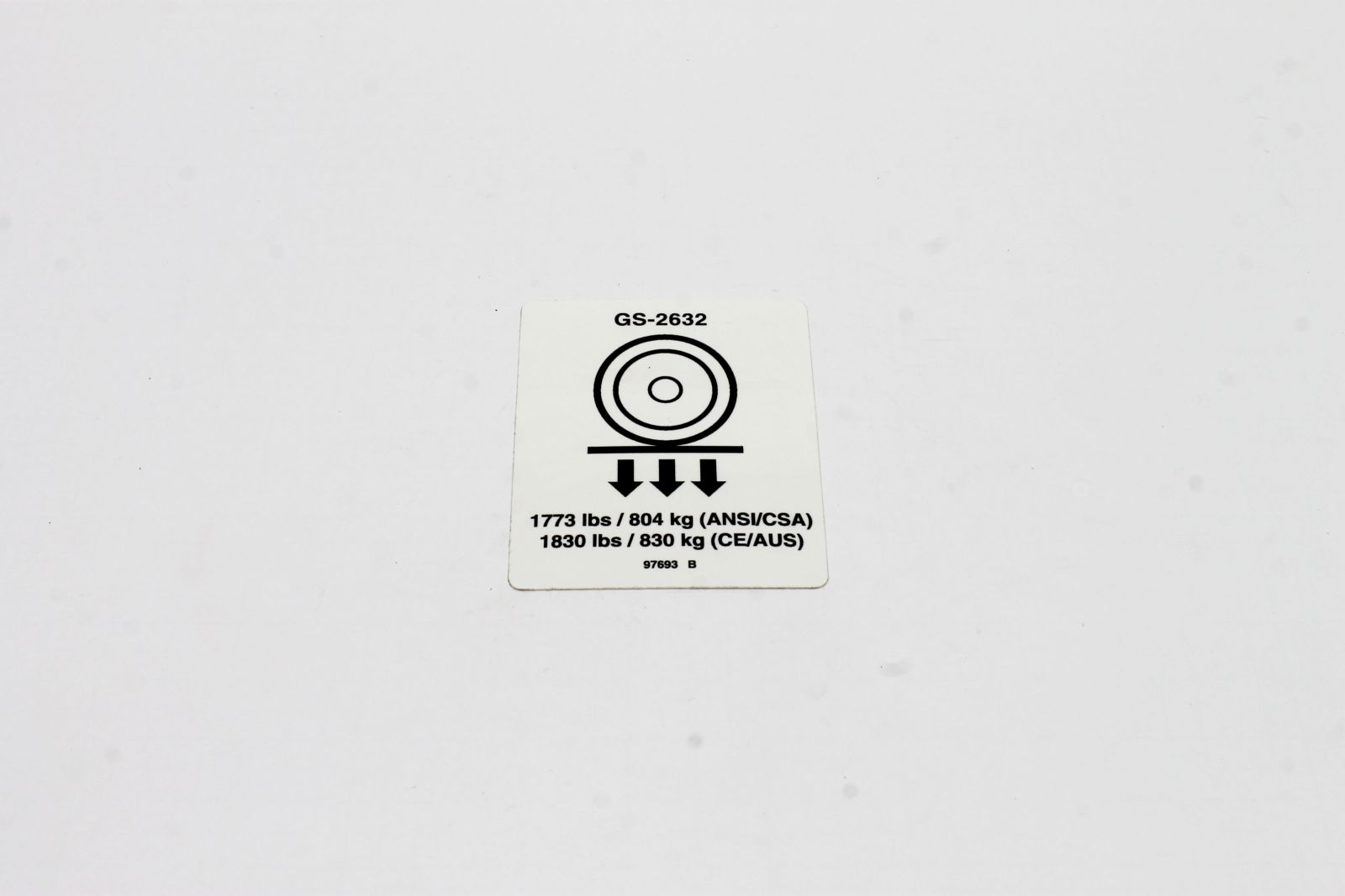 Genie Lift Part # 97693GT - DECAL,LABEL,WHEEL LOAD 2632, EA