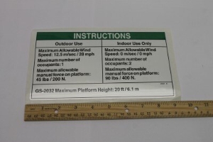 Genie Lift Part # 97694GT - DECAL,INSTR-MANUALFRC,AUS 2032, EA