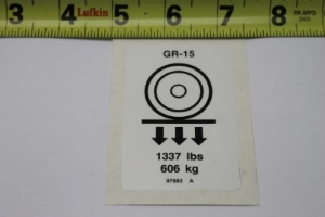 Genie Lift Part # 97883GT - DECAL,LABEL,WHEEL LOAD GR15***, EA