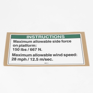 Genie Lift Part # 97887GT - DECAL,INSTR,MAX SIDE FRC,ANSI, EA