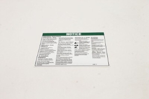 Genie Lift Part # 97894GT - DECAL,NOTICE,OPER INST PLAT,DC, EA