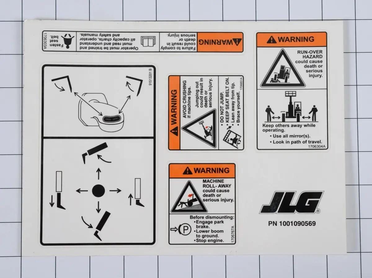 JLG Part # 1001090569 | KIT, DECALS RIGHT SIDE DASH, EA