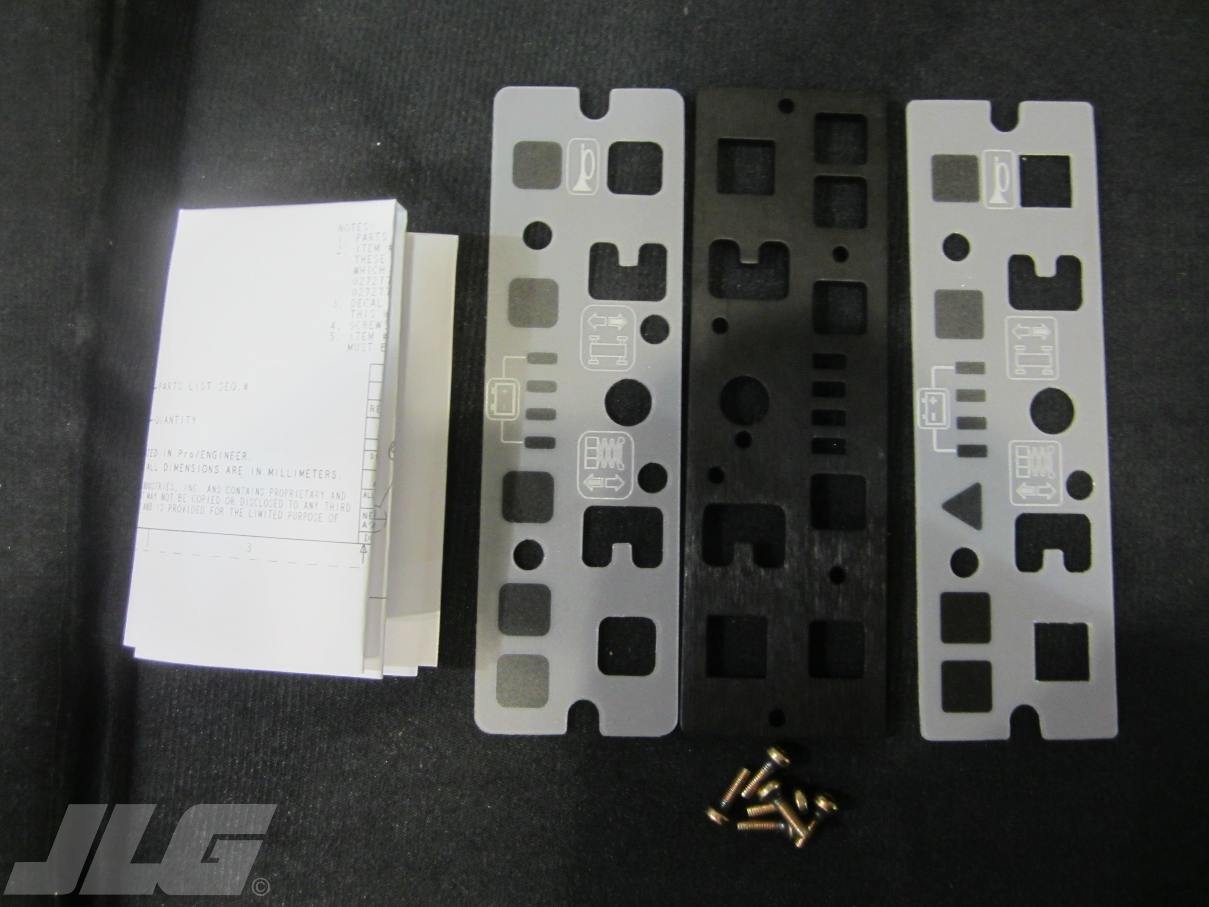 JLG Part # 1001091967 - KIT(SERVICE),DECAL PLATE, EA JLG Part # 1001091967 - KIT(SERVICE),DECAL PLATE, EA