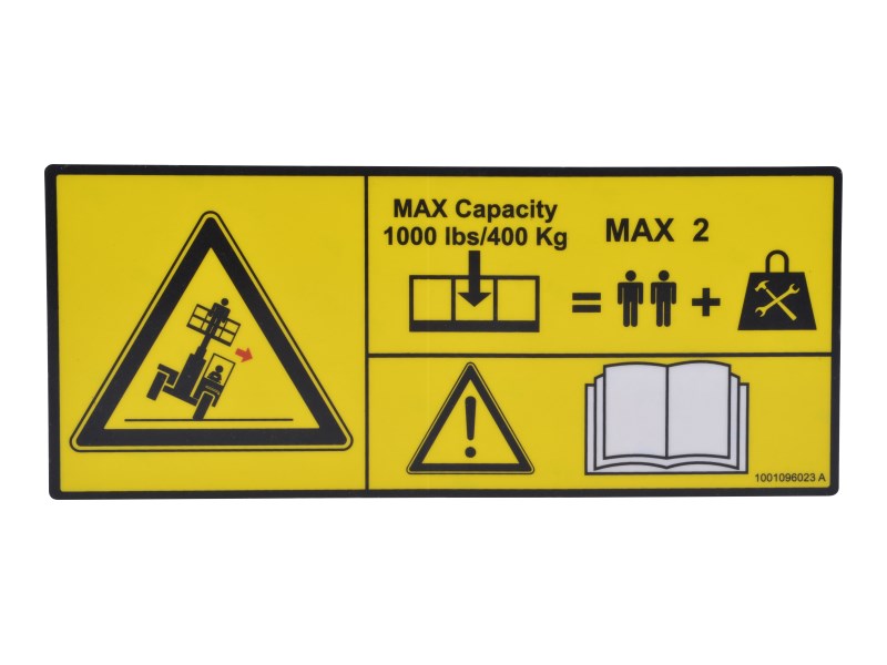 JLG Part # 1001096023 | DECAL,PLATF. CAP, EA