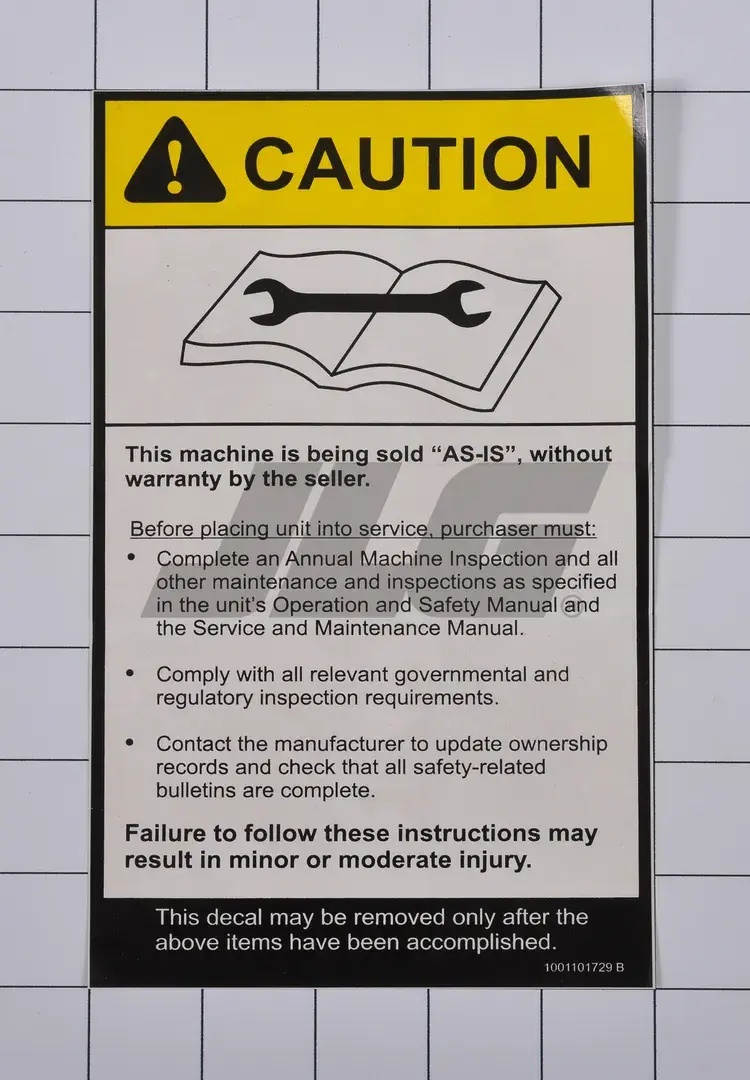 JLG Part # 1001101729 | DECAL,CAUTION ANSI, EA