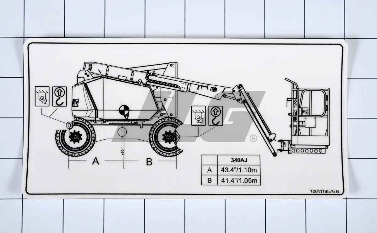 JLG Part # 1001119576 | DECAL, LIFT DIAGRAM 340AJ, EA