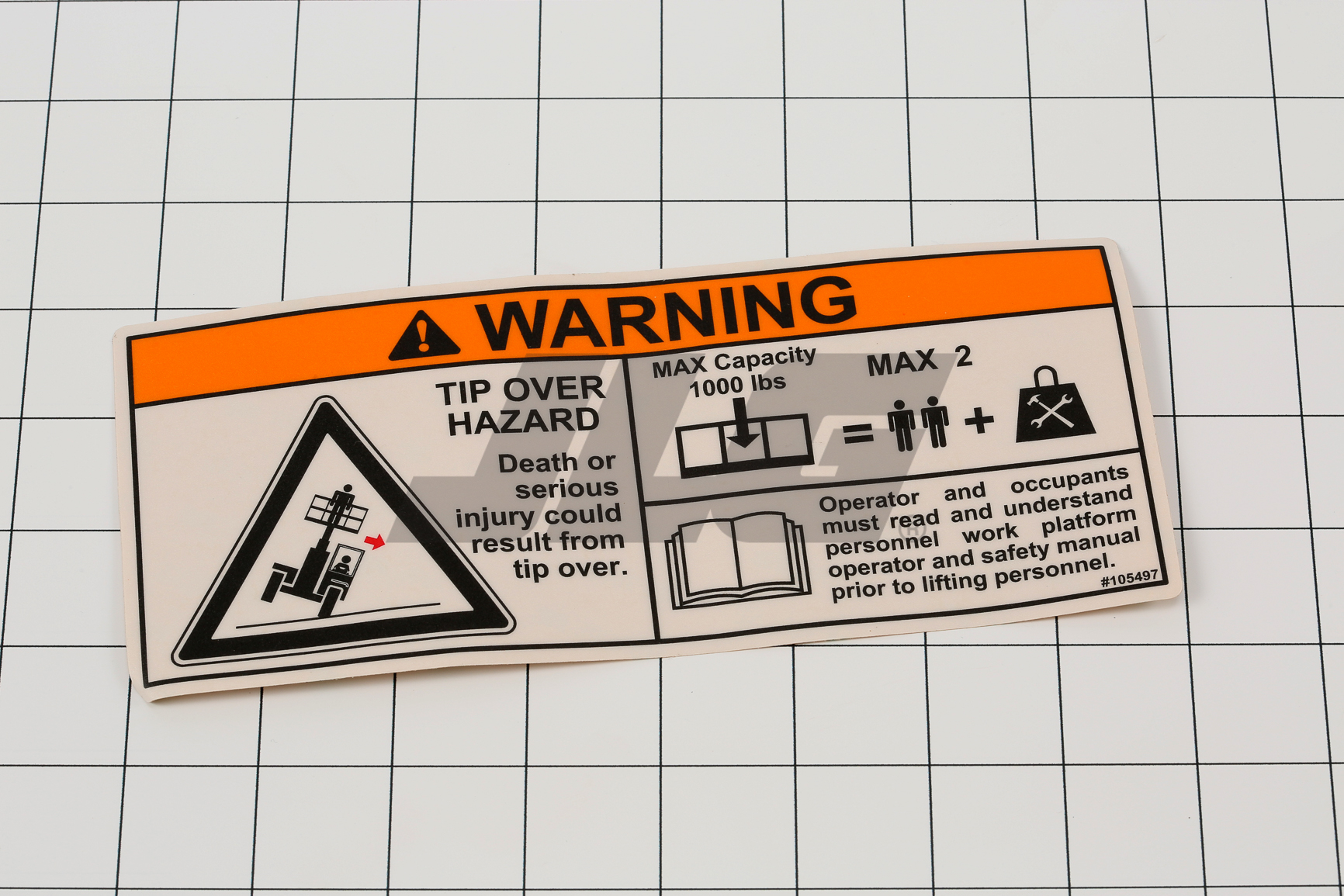 JLG Part # 1001092482 | DECAL, PLATFORM CAPACITY, EA