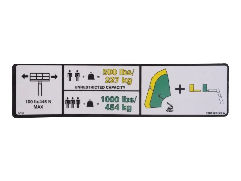 JLG Part # 1001125176 | DECAL,DUAL CAPACITY(ANSI)(GND), EA