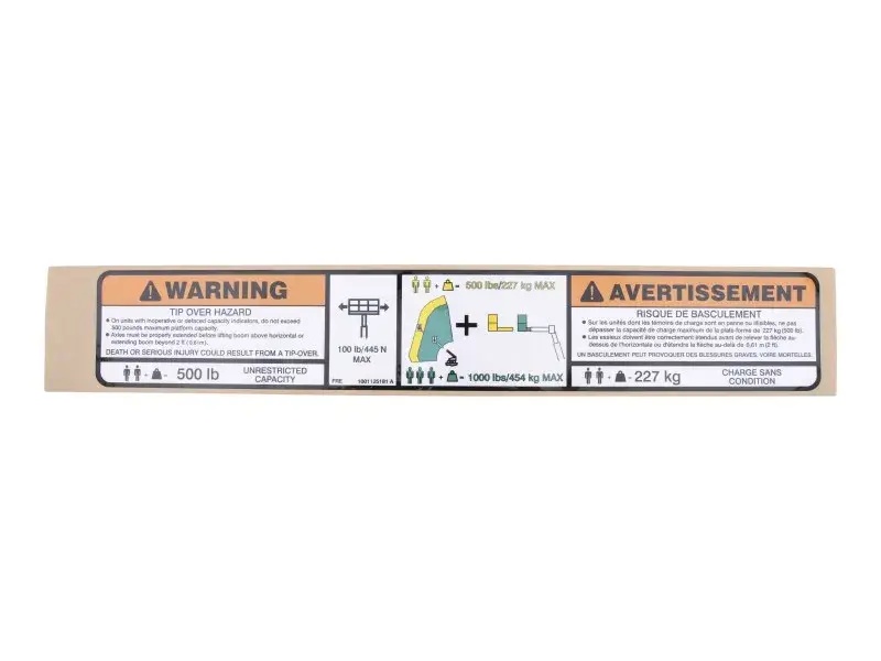 JLG Part # 1001125181 | DECAL,DUAL CAP. (FRE,ENG)(PLF), EA