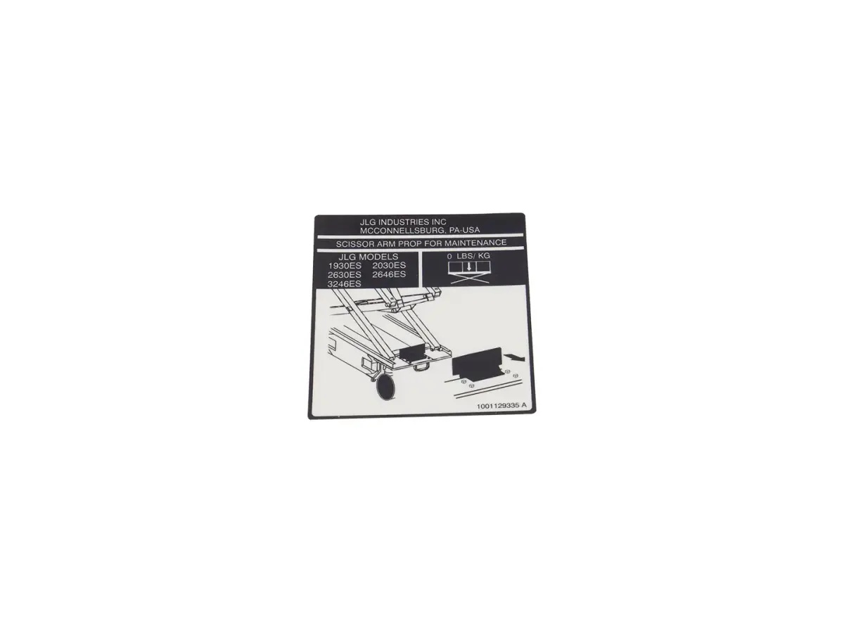 JLG Part # 1001129335 | DECAL,ES SERVICE PROP, EA