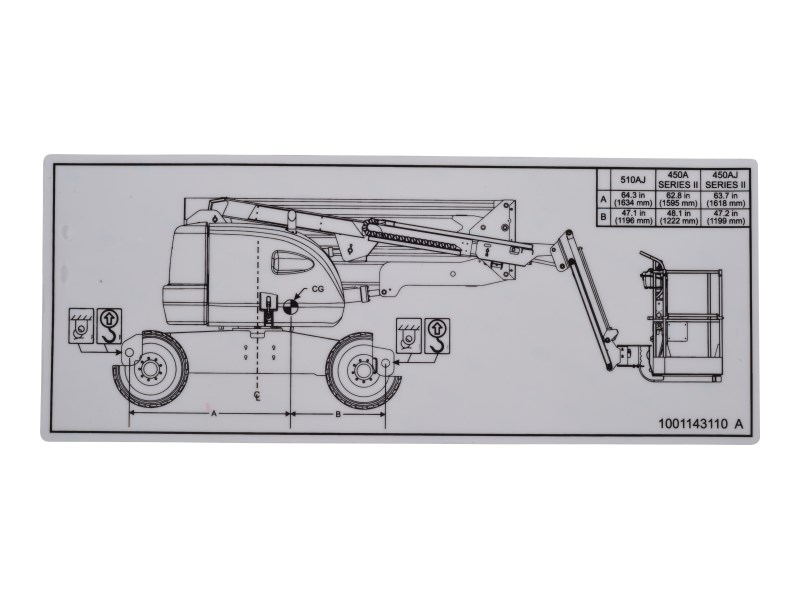 JLG Part # 1001143110 | DECAL,LIFT DIAGRAM, EA