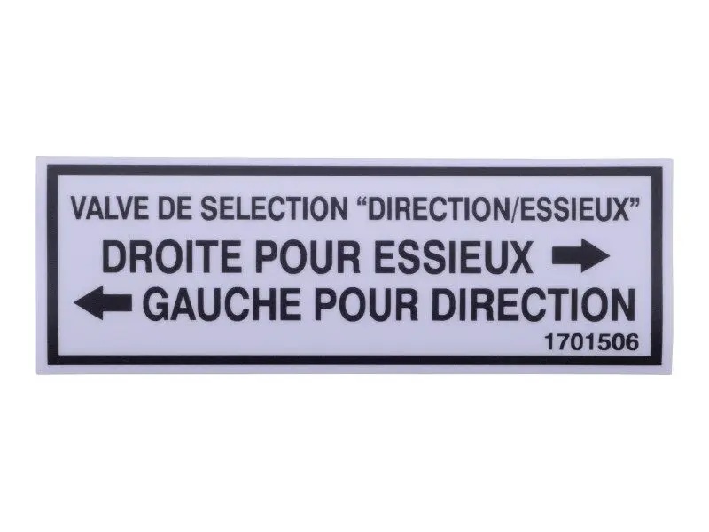 JLG Part # 1701506 | DECAL, STEER/AXLE SELECT (FR), EA