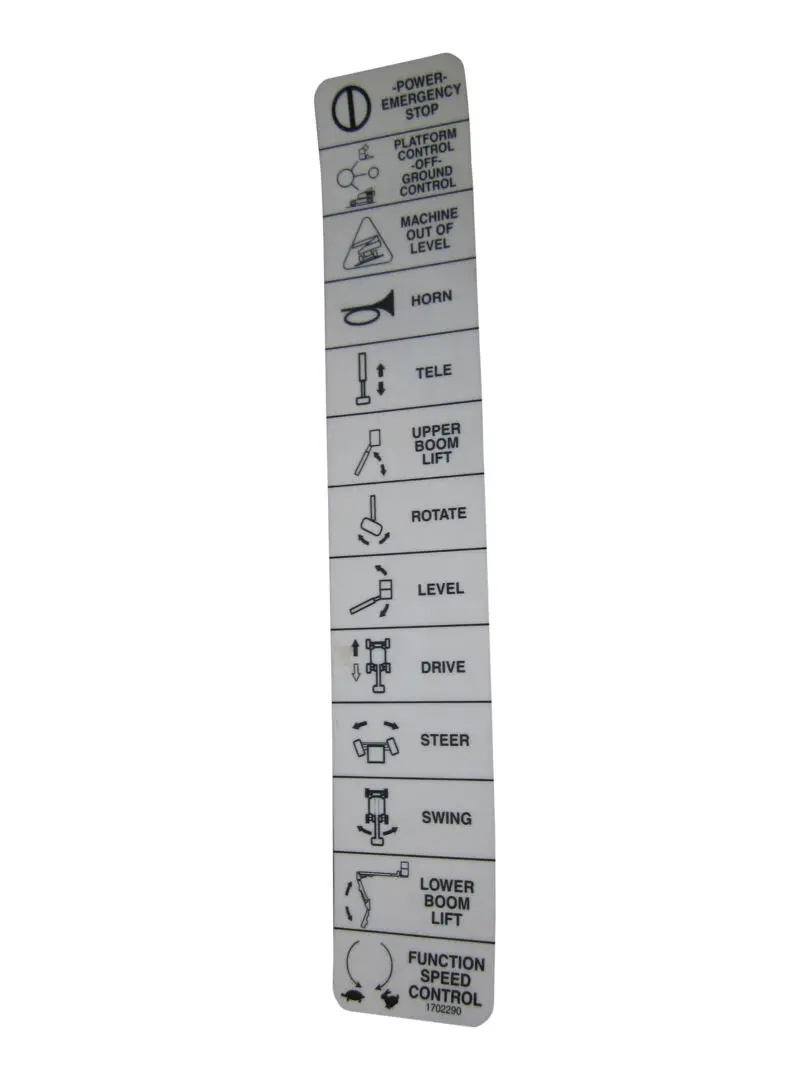 JLG Part # 1702290 | DECAL, (LEGEND), EA