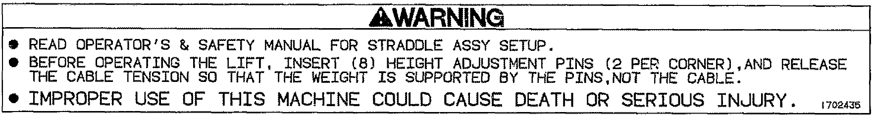 JLG Part # 1702435 | DECAL, (WARN), EA