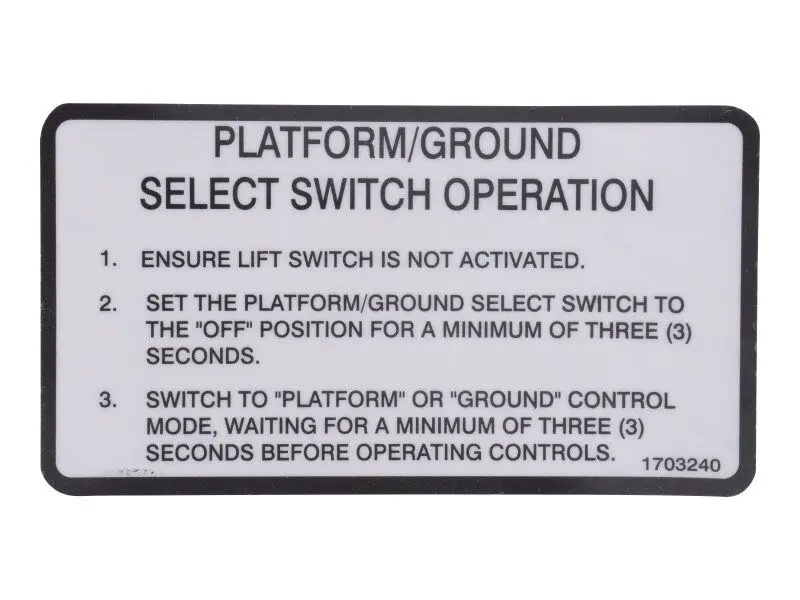 JLG Part # 1703240 | DECAL,PLTF/GRD SWITCH OPER., EA