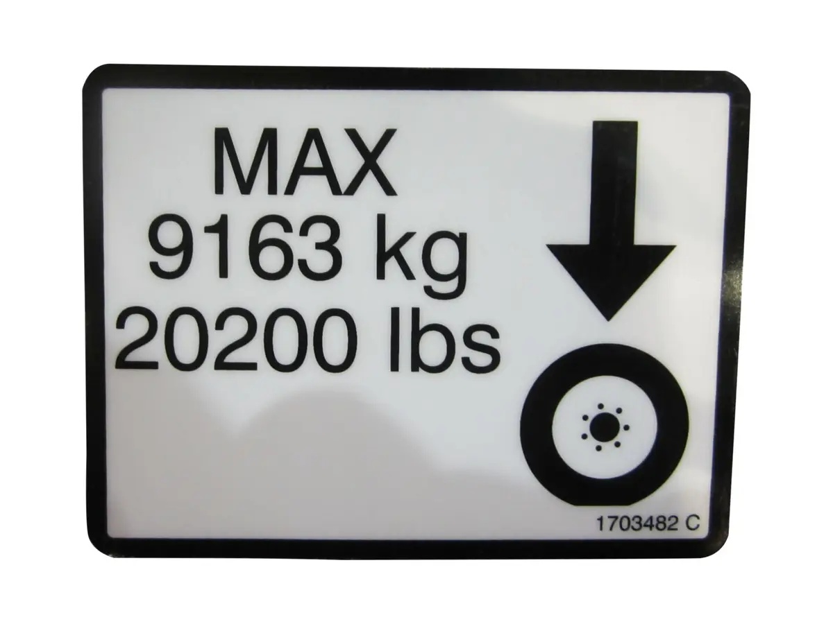 JLG Part # 1703482 | DECAL, MAX TIRE LOAD, EA