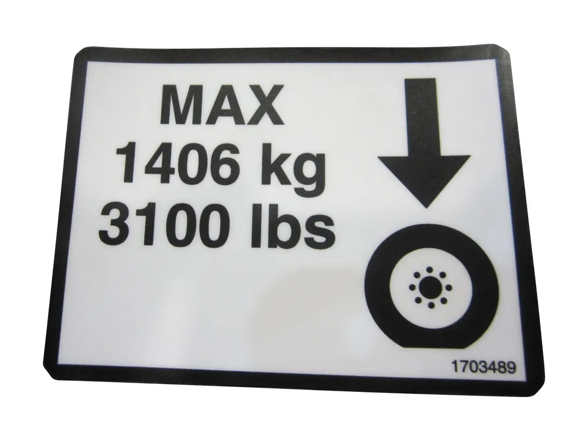 JLG Part # 1703489 | DECAL,MAX TIRE LOAD, EA