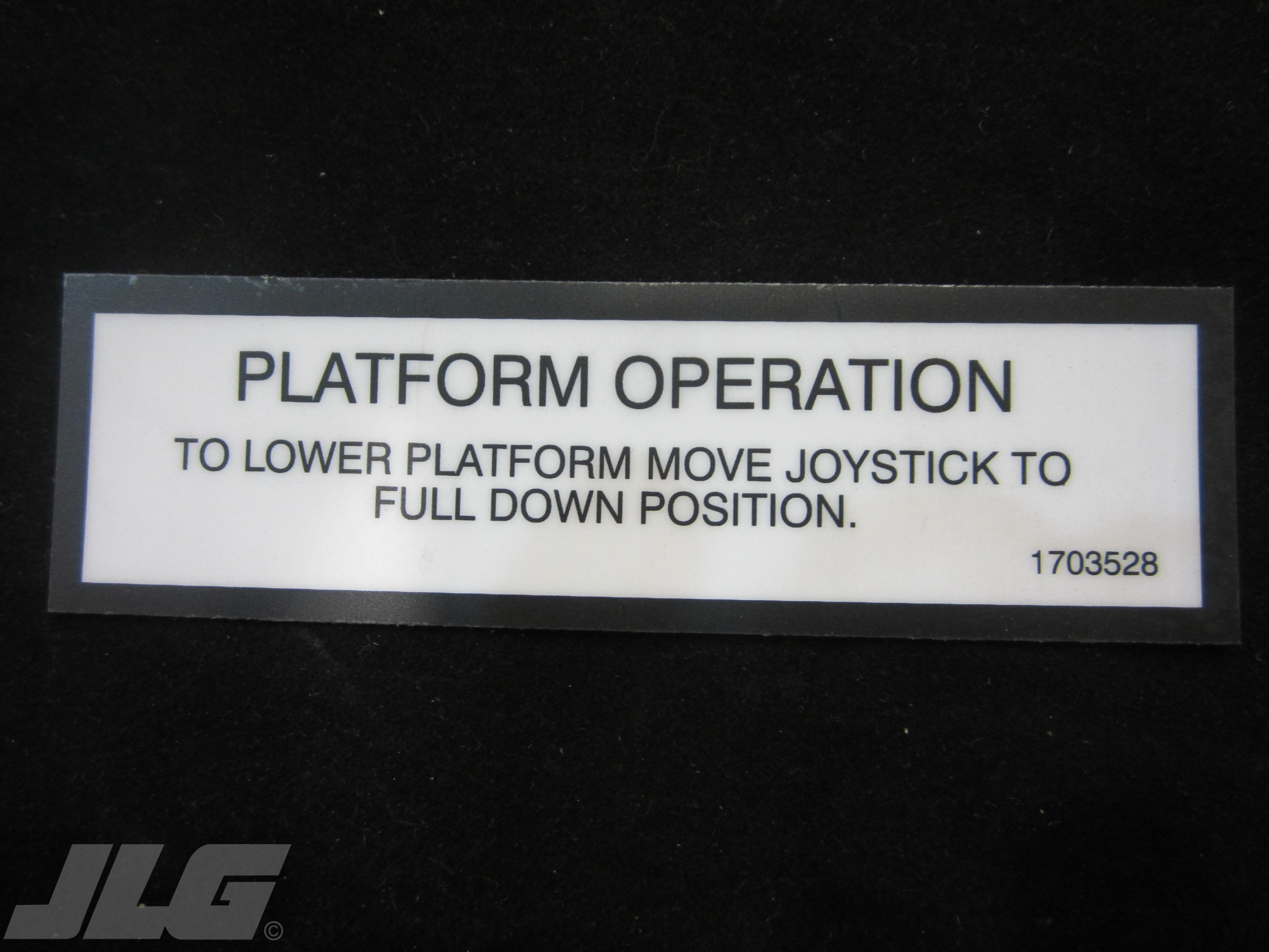 JLG Part # 1703528 - DECAL,LIFT DOWN, EA