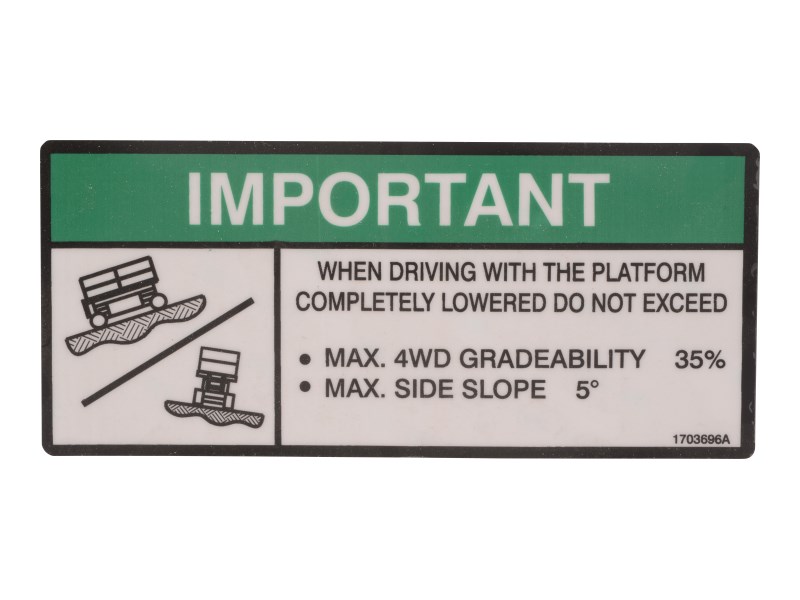 JLG Part # 1703696 | DECAL, GRADEABILITY, EA