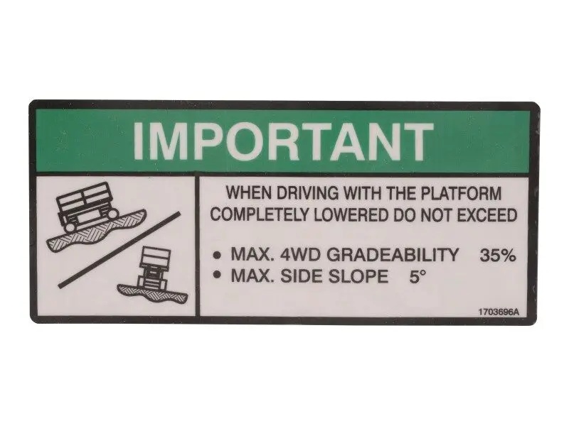 JLG Part # 1703696 | DECAL, GRADEABILITY, EA