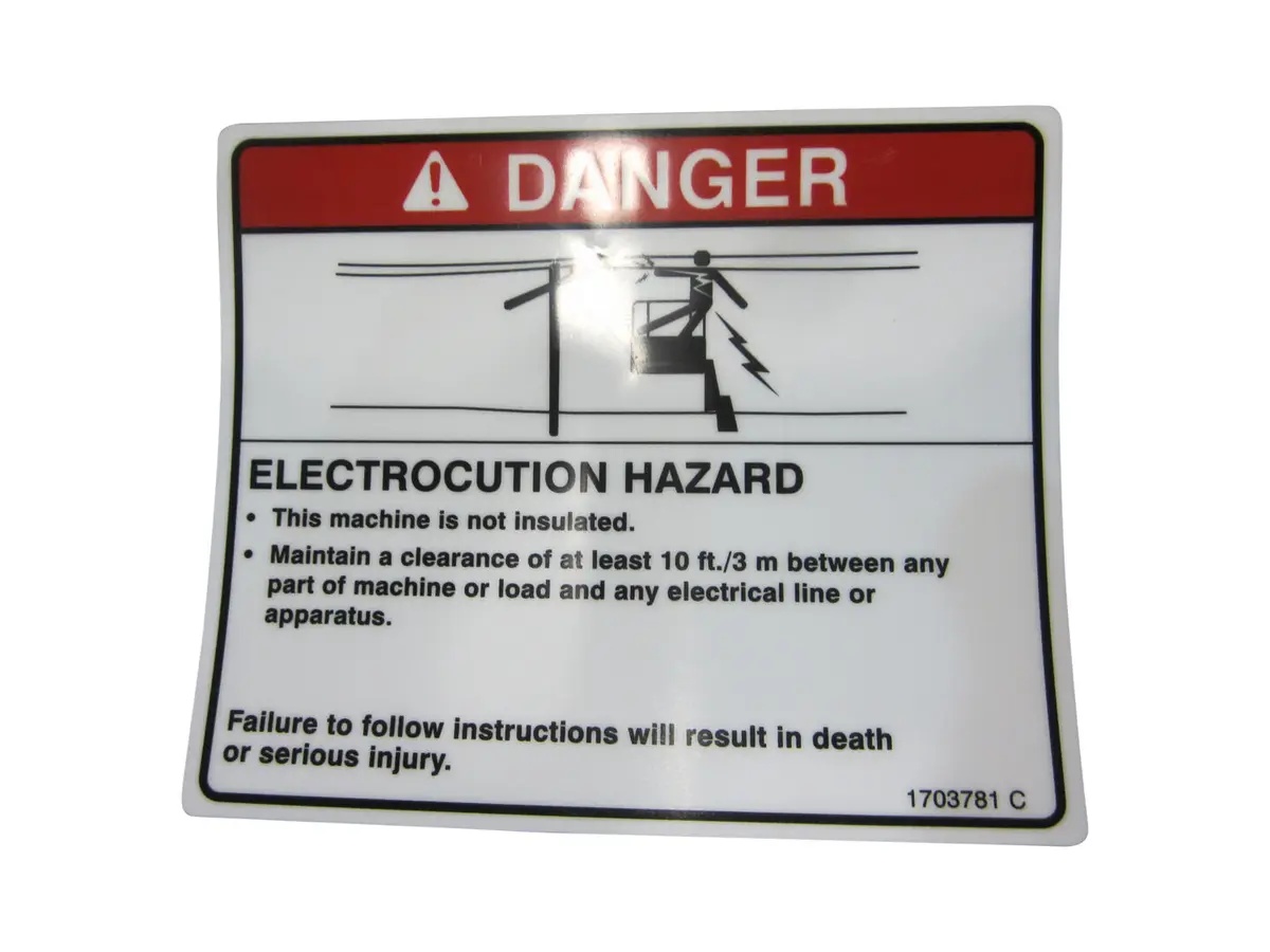 JLG Part # 1703781 | DECAL,DANGER-ELEC. HAZARD, EA