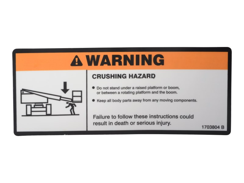 JLG Part # 1703804 | DECAL,WARNING CRUSHING, EA