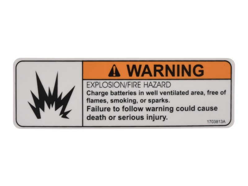 JLG Part # 1703813 | DECAL,WARNING BATT VENTILATION, EA