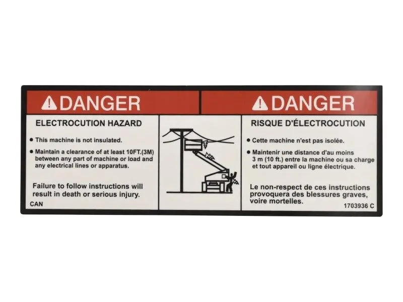 JLG Part # 1703936 | DECAL,DANGER (CAN), EA
