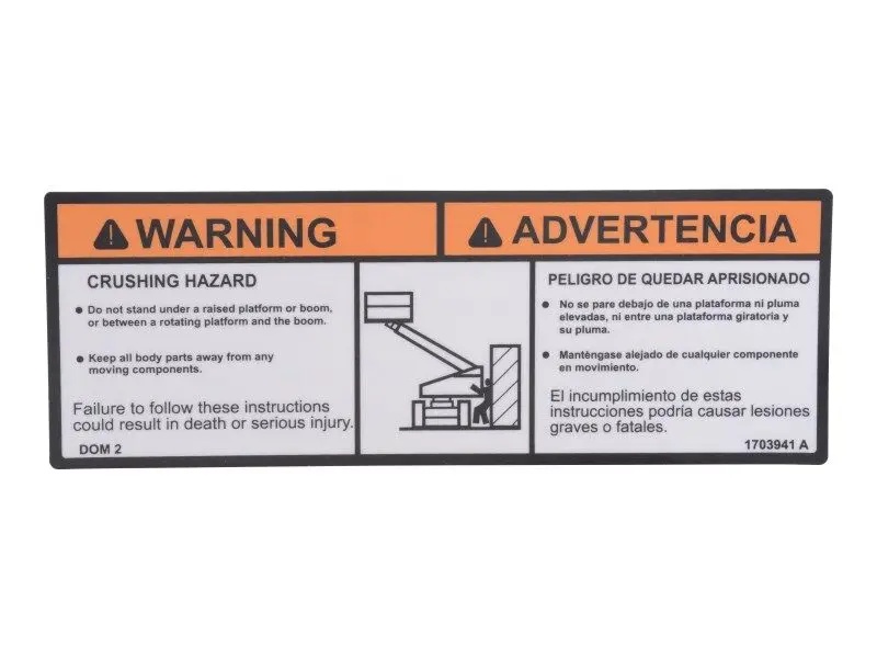 JLG Part # 1703941 | DECAL,WARNING CRUSHING (DOM2), EA