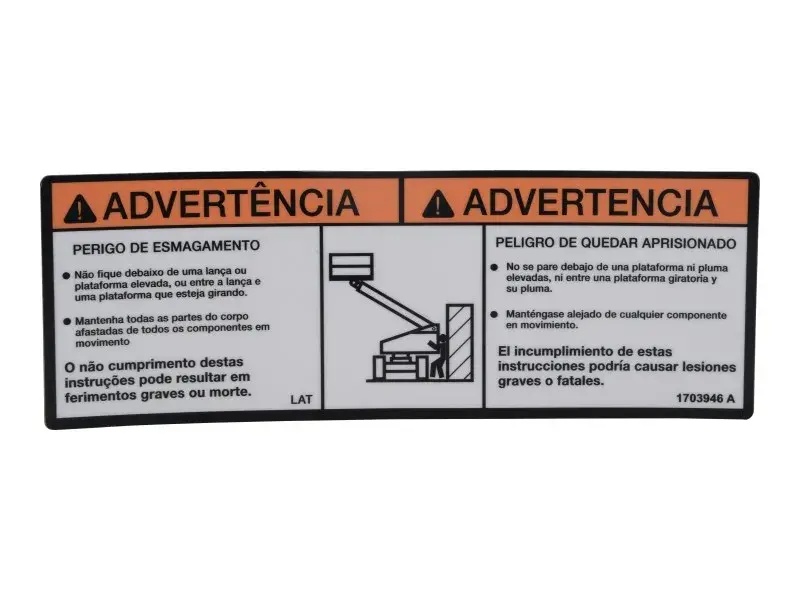 JLG Part # 1703946 | DECAL,WARNING CRUSHING (LAT), EA