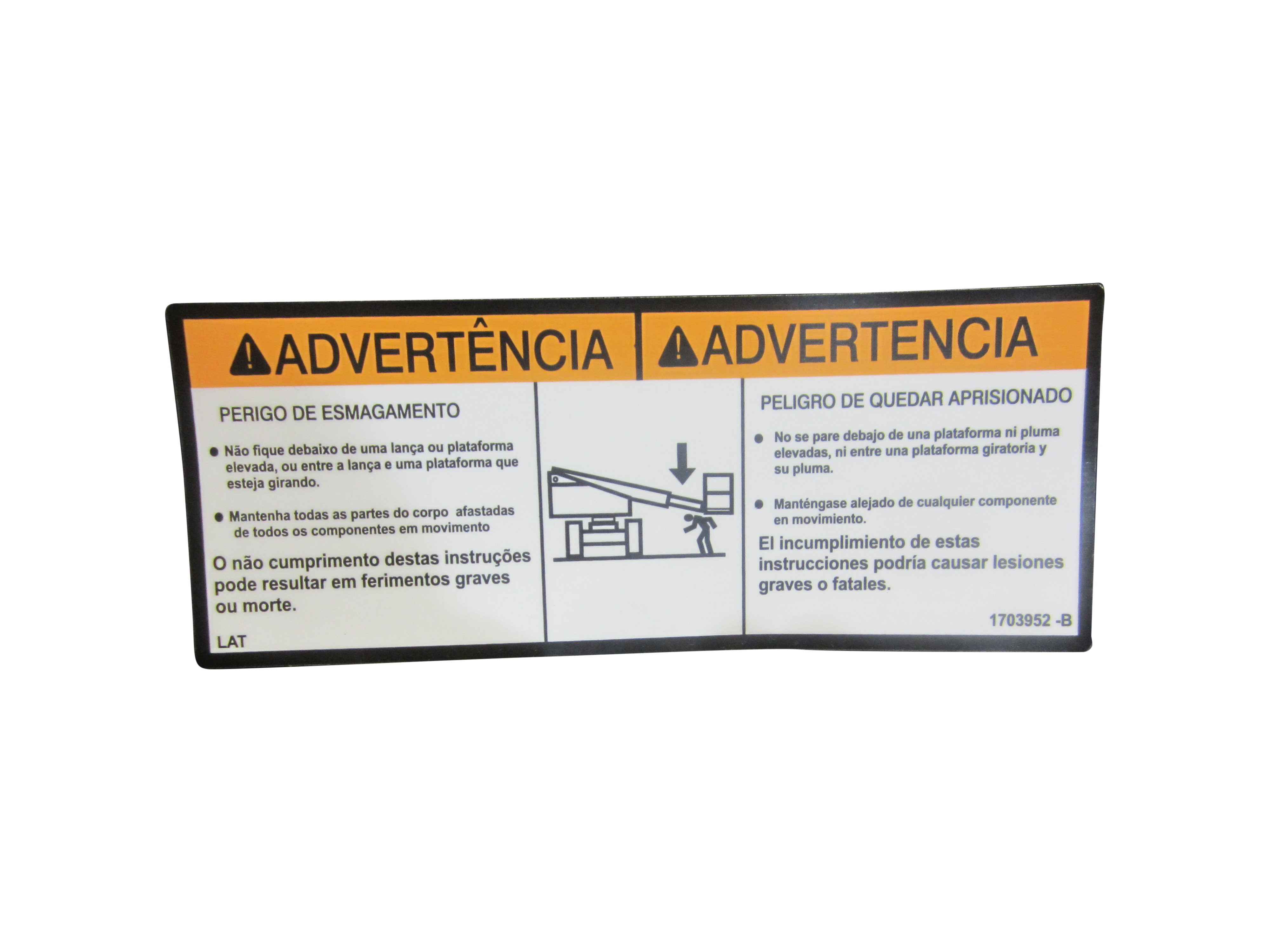 JLG Part # 1703952 | DECAL,WARNING CRUSHING (LAT), EA