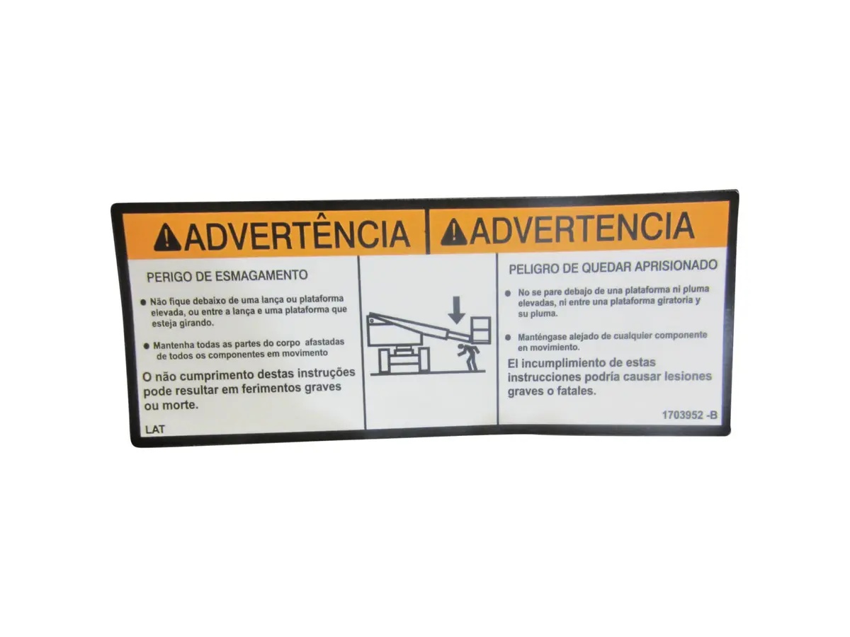 JLG Part # 1703952 | DECAL,WARNING CRUSHING (LAT), EA
