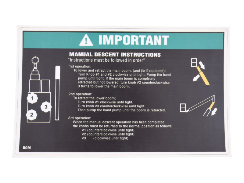 JLG Part # 1703954 | DECAL,MAN DESCENT, EA