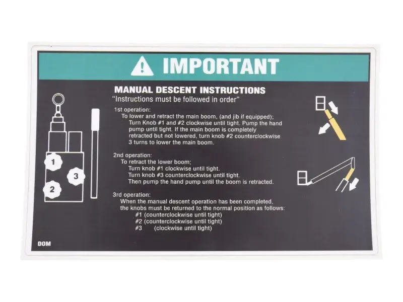 JLG Part # 1703954 | DECAL,MAN DESCENT, EA