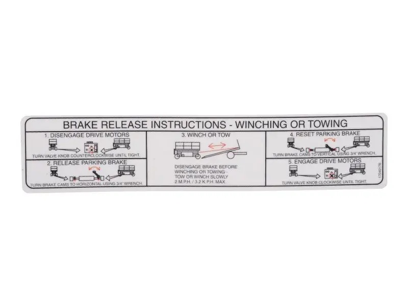 JLG Part # 1704017 | DECAL,TOWING/WINCHING INSTR., EA