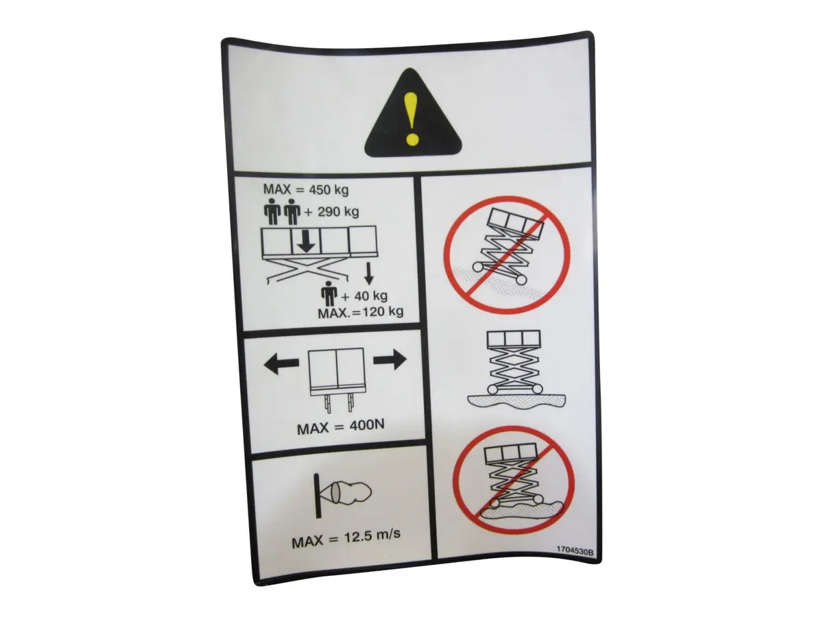 JLG Part # 1704530 | DECAL, CAPACITY (450KG) (E/A), EA