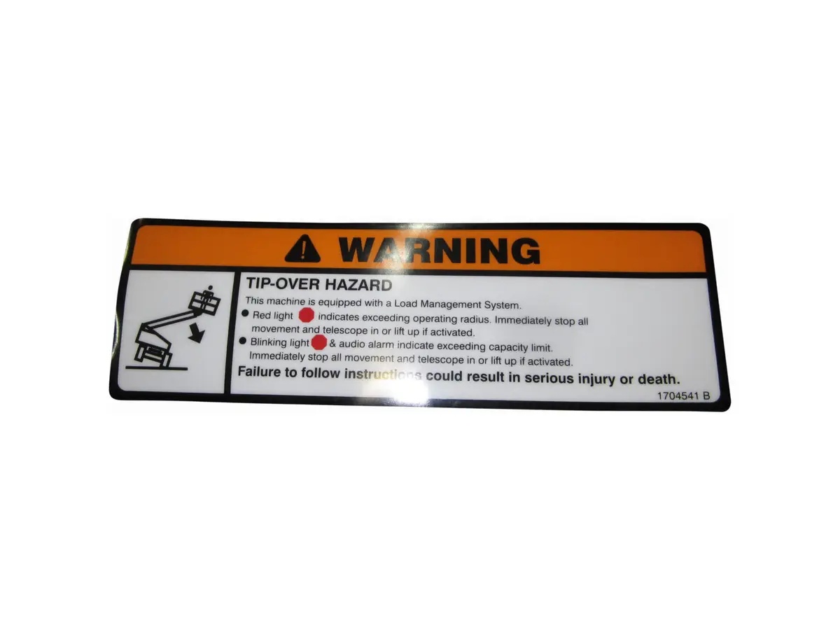 JLG Part # 1704541 | DECAL,WARNING TIP OVER HAZARD, EA