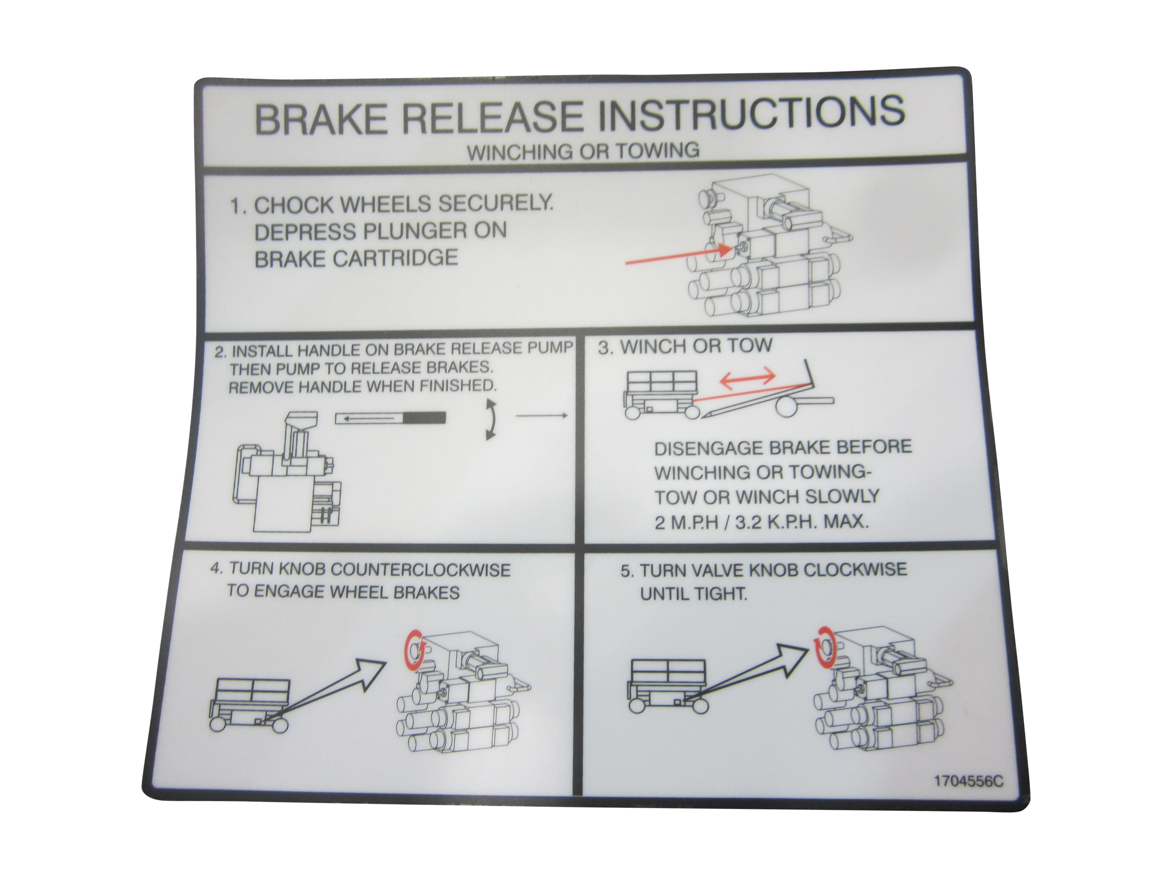 JLG Part # 1704556 | DECAL,TOWING/WINCHING/TOW SPEE, EA