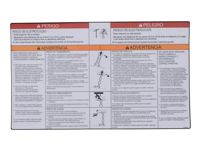 JLG Part # 1704699 | DECAL,DANGER/WARNNG(PO,SPA), EA