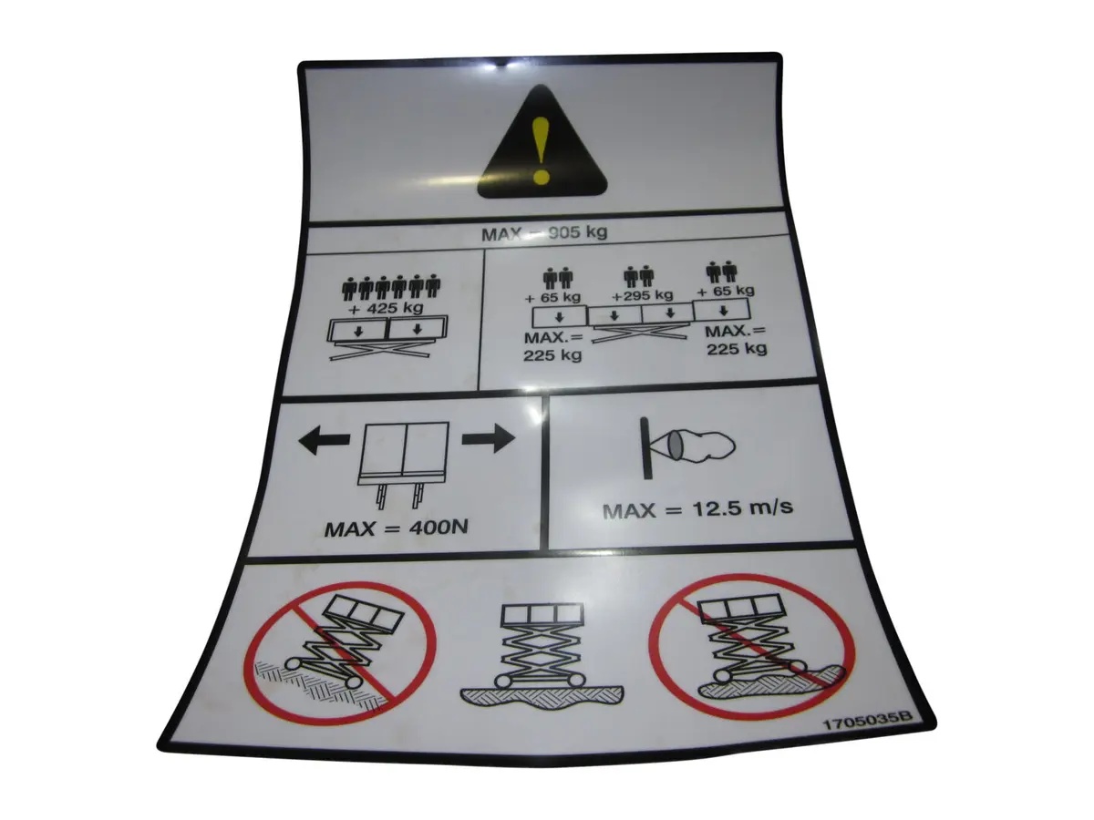 JLG Part # 1705035 | DECAL,CAP(905KG)(DUAL EXT), EA