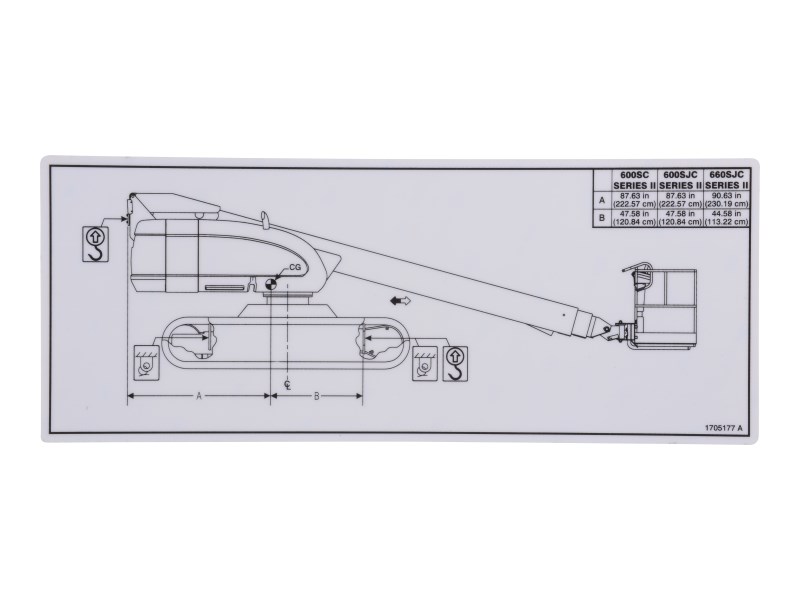 JLG Part # 1705177 | DECAL,600SC LIFT DIAGRAM, EA