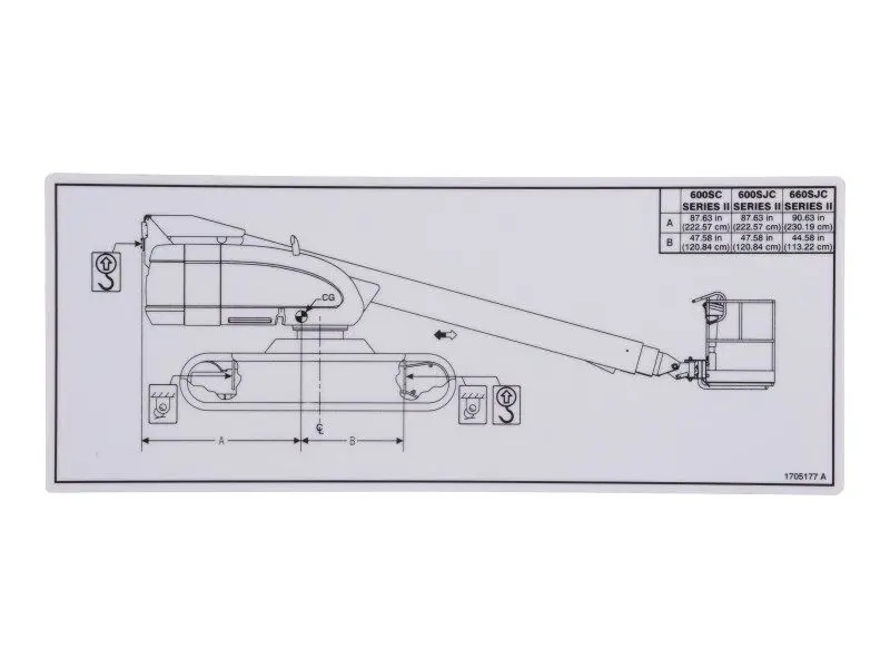 JLG Part # 1705177 | DECAL,600SC LIFT DIAGRAM, EA