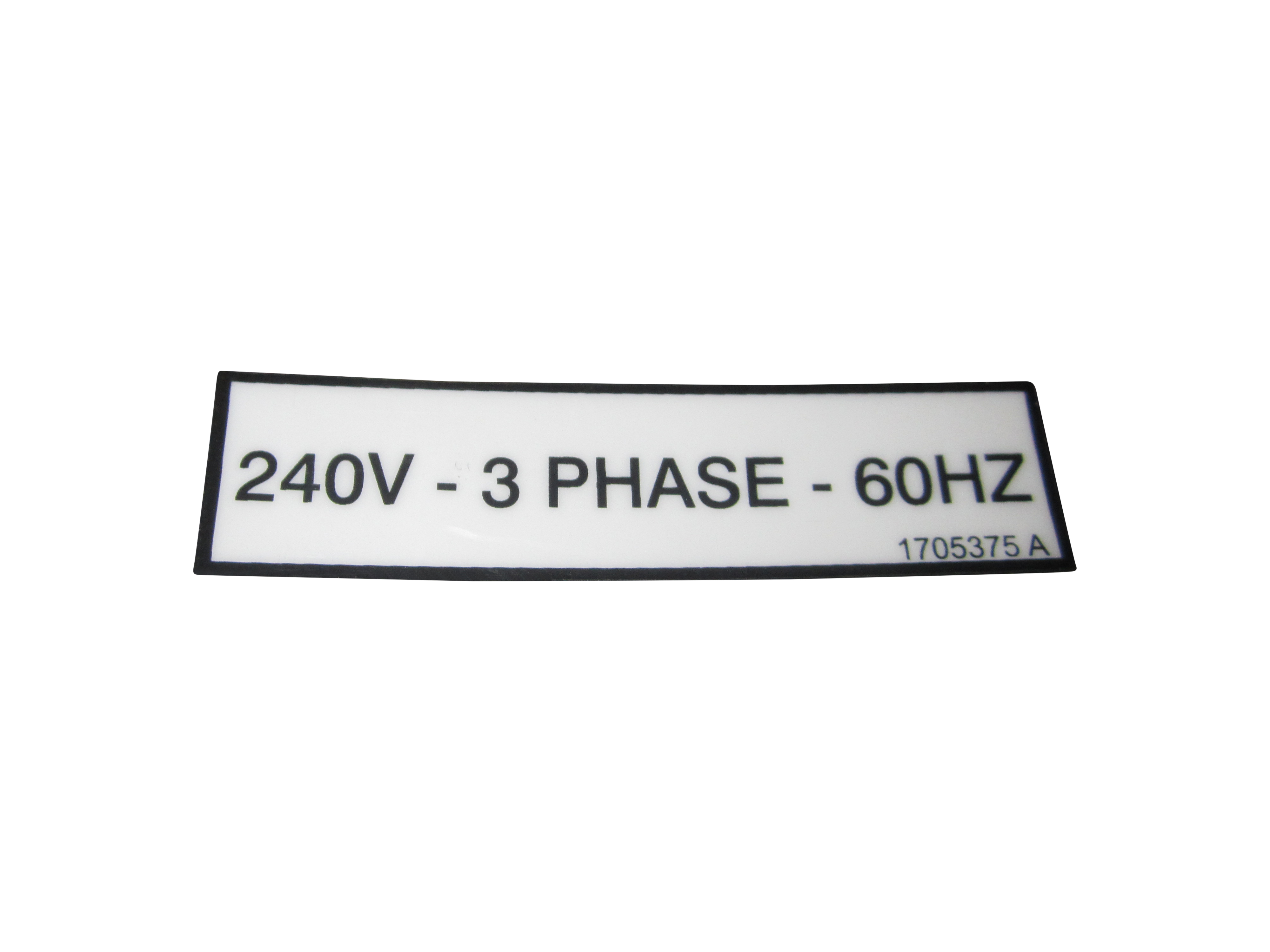 JLG Part # 1705375 | DECAL,240V 3 PHASE 60HZ, EA