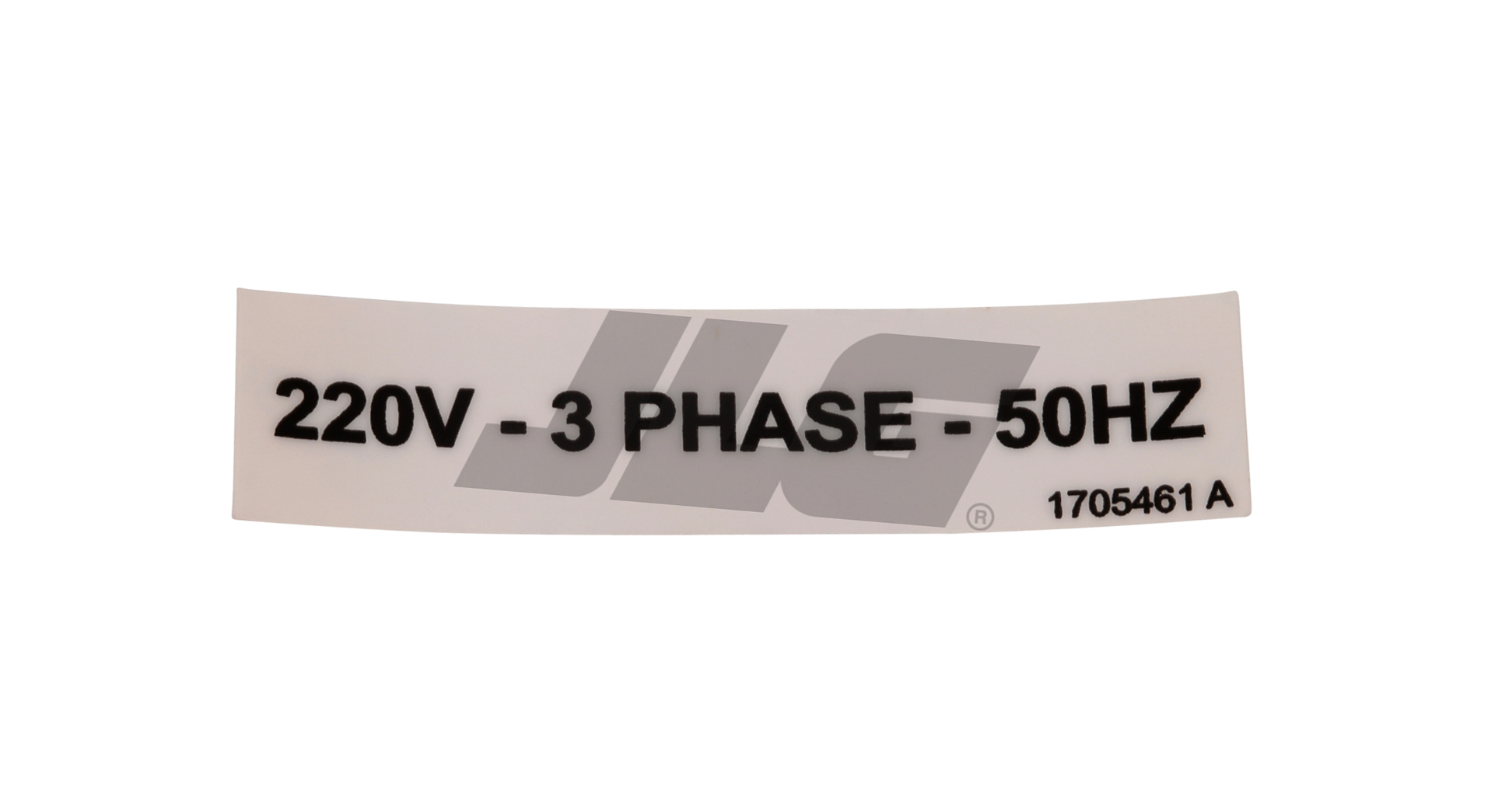 JLG Part # 1705461 | DECAL, 220V 3 PHASE 50HZ, EA