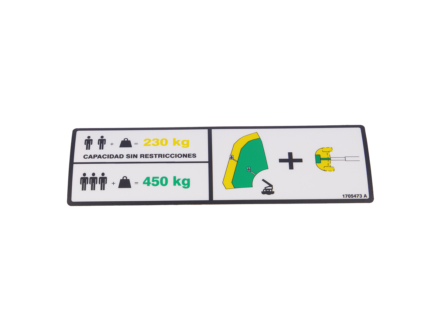 JLG Part # 1705473 | DECAL,WARN DUAL CAP MTB SPA, EA
