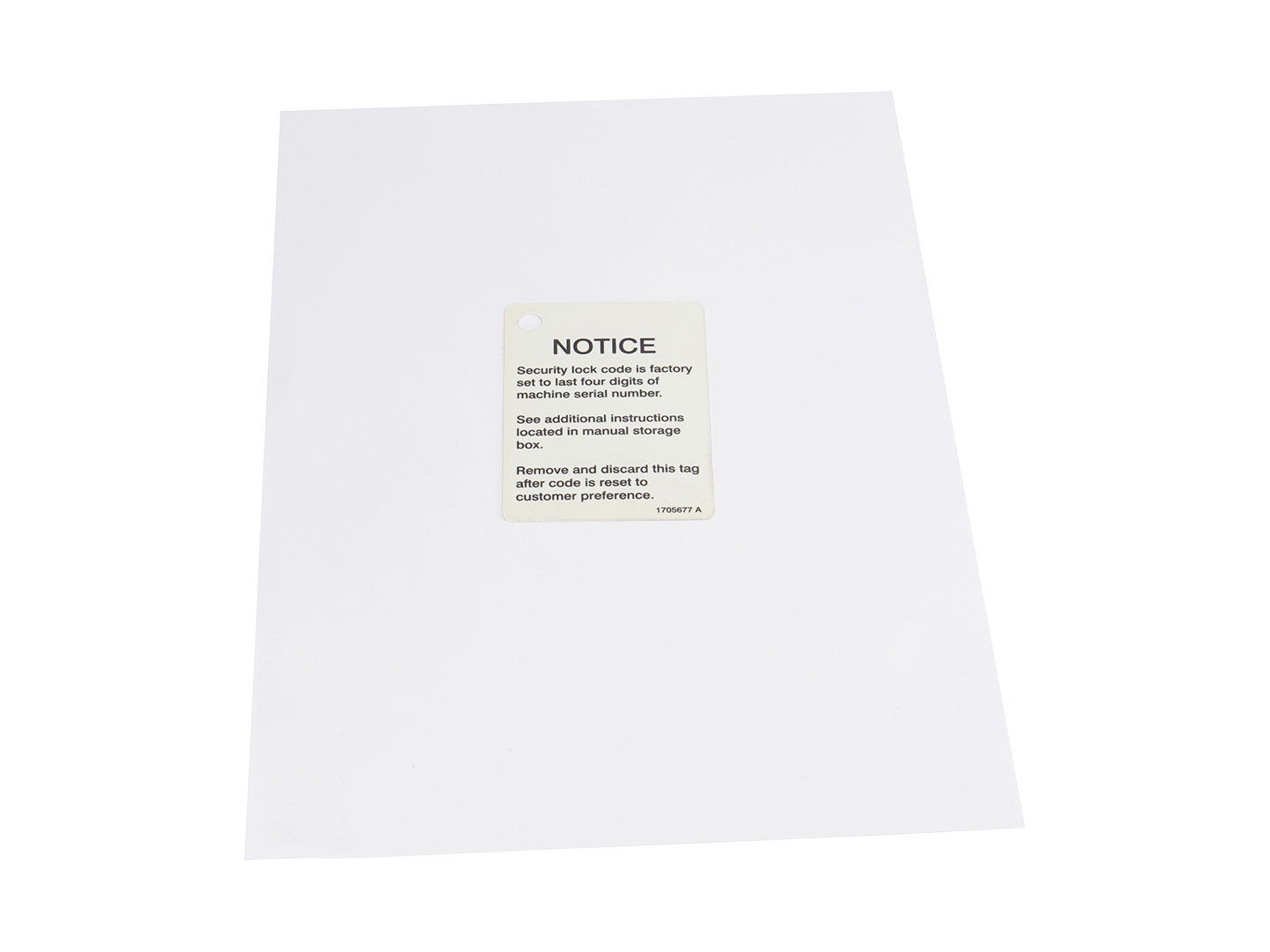 JLG Part # 1705677 | DECAL,SECURITY CODE, EA