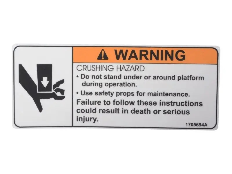 JLG Part # 1705694 | DECAL,CRUSHING 1930ES, EA
