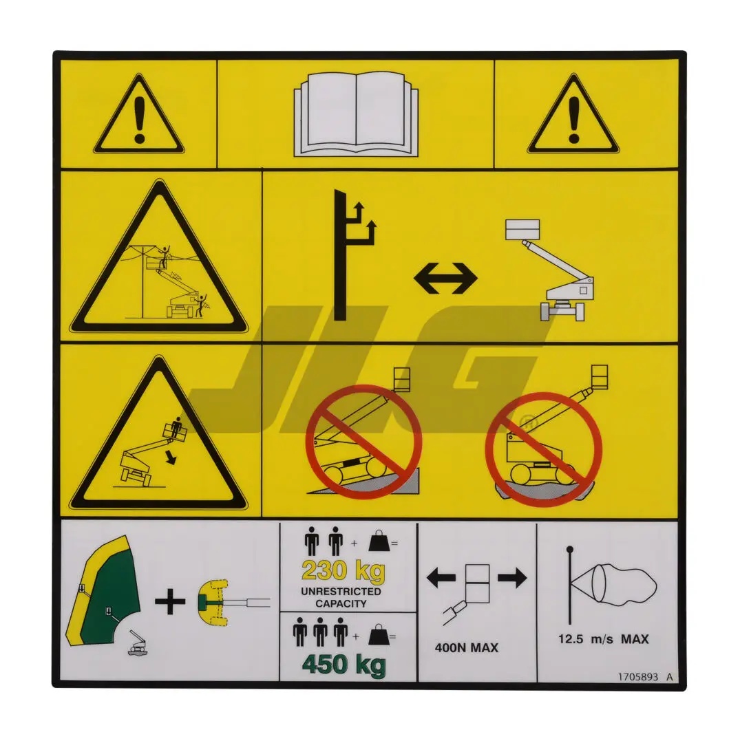 JLG Part # 1705893 | DECAL, DANGER/WARNING (PLF), EA