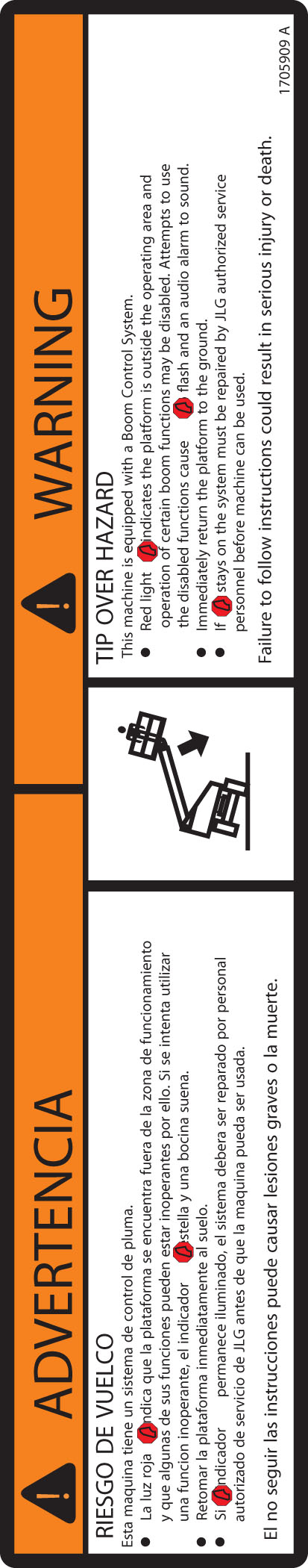 JLG Part # 1705909 | DECAL,INSPECTION (LAT SPA/ENG), EA