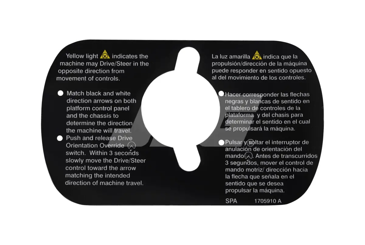 JLG Part # 1705910 | DECAL,DRV/STR INSTR (ENG/SPA), EA